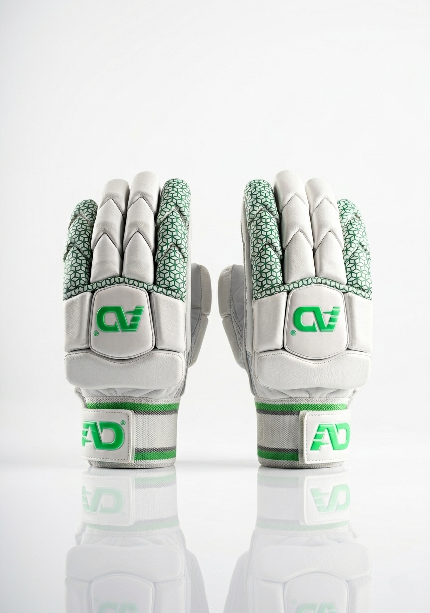 White Light Green Hexagonal Batting Gloves