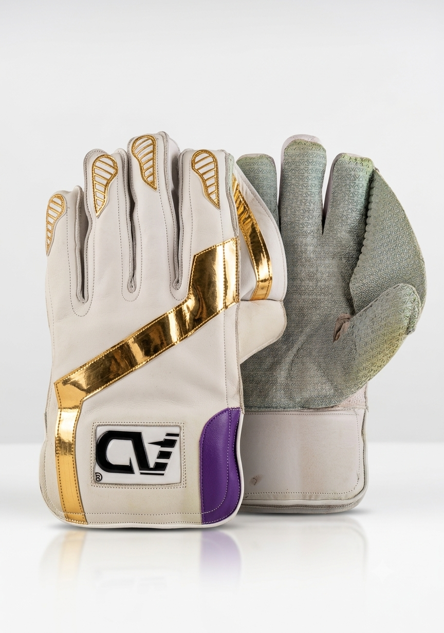 White Gold Purple Wicketkeeping Gloves
