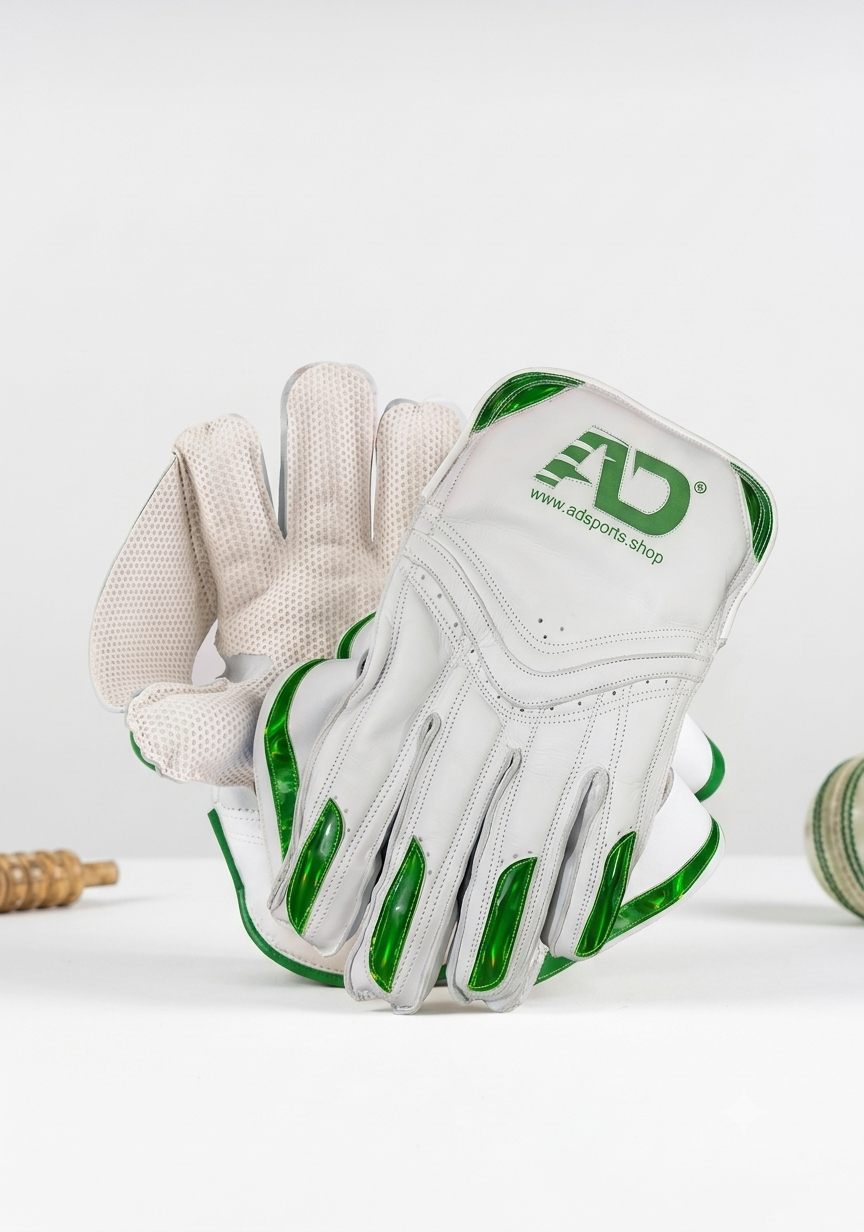 White Green Wicketkeeping Gloves