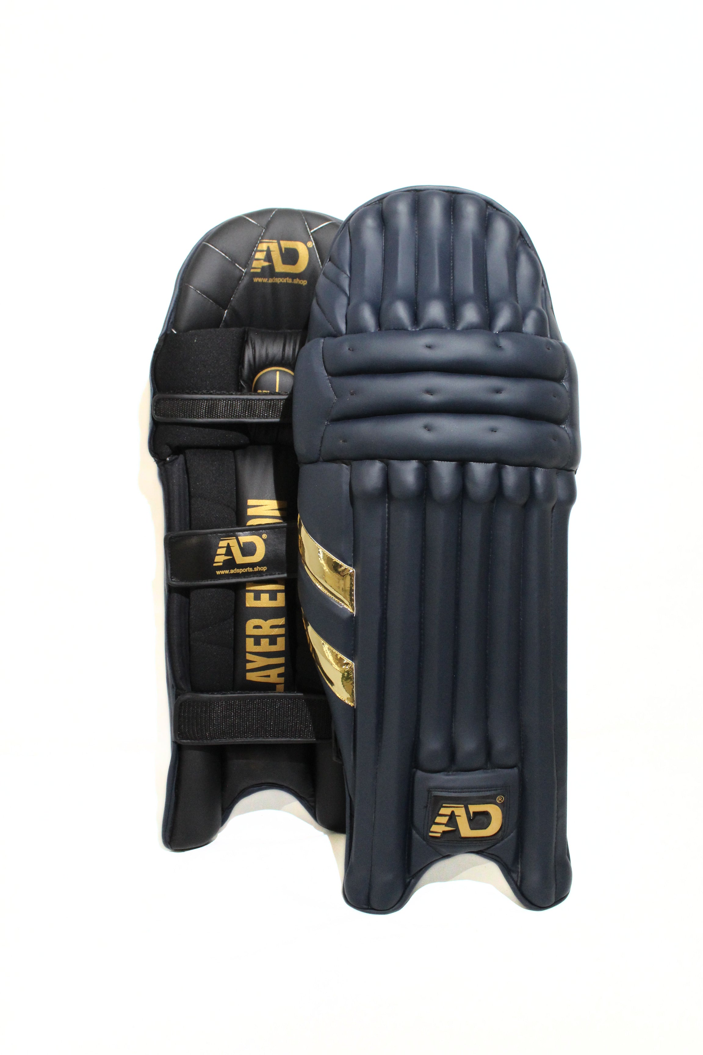 Navy Gold Batting Pads
